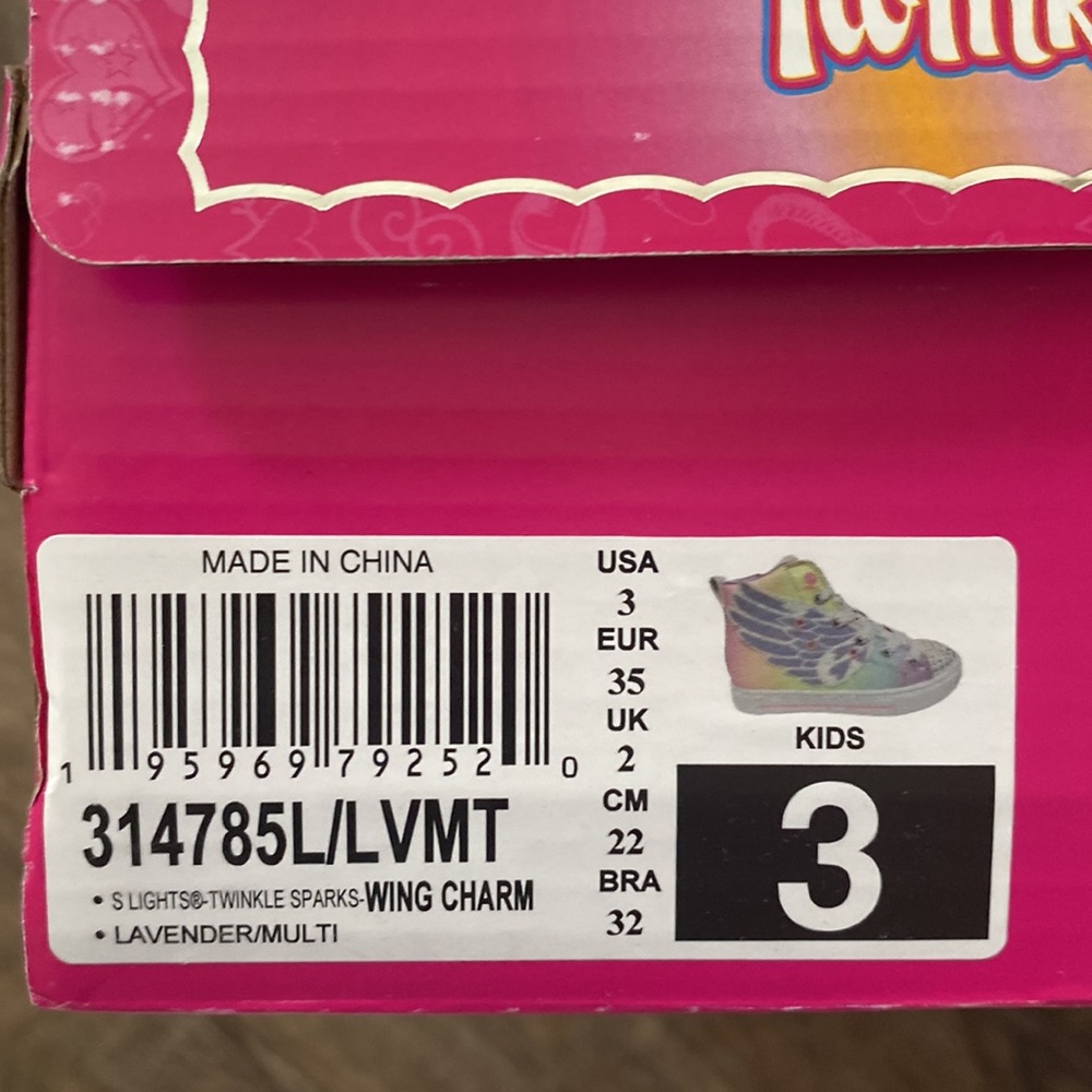 Skechers Shoes Girls Size 3 314785 SLIGHT TWINKLE SPARKS WING CHARM Iridescent - Picture 10 of 11